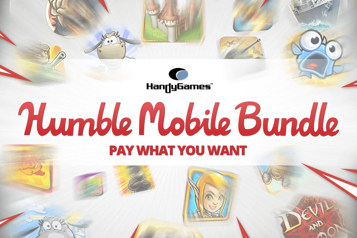 Colorful mobile game icons of the HandyGames Humble Bundle Mega Deal!